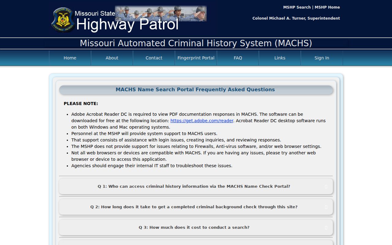 Morgan County criminal history MACHS scope and fee information