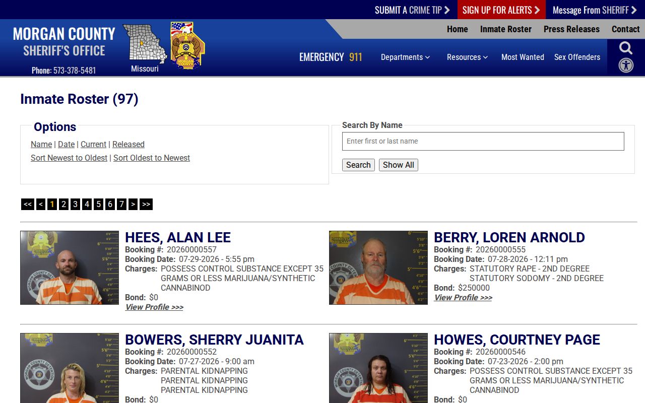 Morgan County arrest history current inmate roster search
