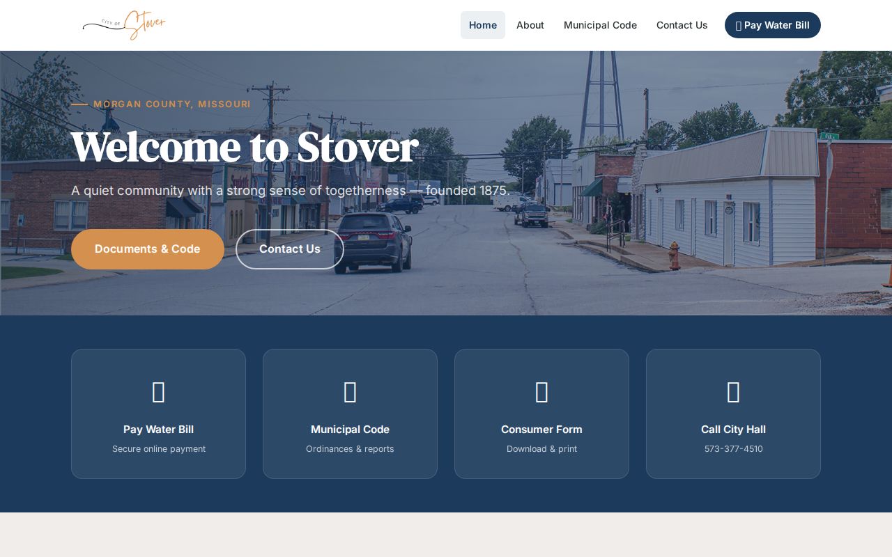 Stover City Hall source for Morgan County criminal history records